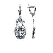 Серьги ажурные с подвесками Матрешки из серебра