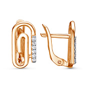 Серьги Концелярские Скрепки из золоченого серебра с фианитами