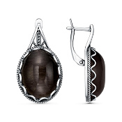 Серьги винтажные бижутерия с иск. кошачьим глазом