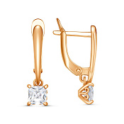 Серьги с подвесками из золоченого серебра с фианитами