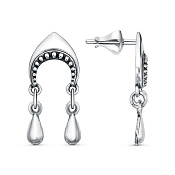 Серьги винтажные с подвесками Кокошники из серебра