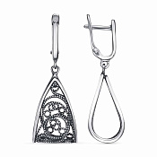 Серьги ажурные с подвесками из серебра