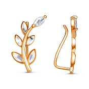 Серьги клаймберы с алмазной гранью из золоченого серебра с фианитами