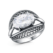 Кольцо ажурное винтажное из серебра с фианитами