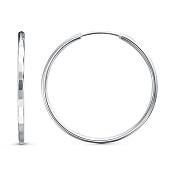 Серьги конго 35 мм из серебра с алмазной гранью