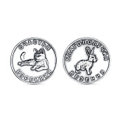 Сувенирная монета Кот и Кролик из серебра

