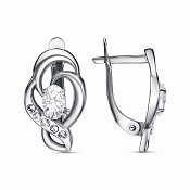 Серьги бижутерия с фианитами и ювелирным стеклом