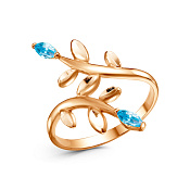 Кольцо широкое с алмазной гранью Веточка бижутерия с фианитами