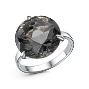 Кольцо из серебра с иск. дымчатым кварцем