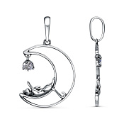 Подвеска Кошка на Луне бижутерия с фианитом