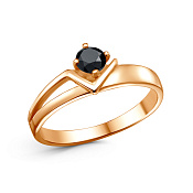 Кольцо тонкое из золоченого серебра с фианитом