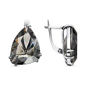 Серьги из серебра с иск. дымчатым кварцем