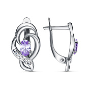 Серьги бижутерия с фианитами и ювелирным стеклом