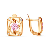 Серьги бижутерия с фианитами и ювелирным стеклом