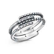 Кольцо тонкое из серебра с фианитами