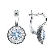 Серьги бижутерия с фианитами и ювелирным стеклом