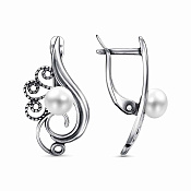 Серьги ажурные из серебра с жемчугом