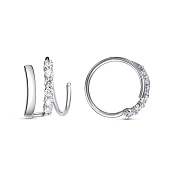 Моносерьга из серебра с фианитами