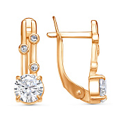 Серьги бижутерия с фианитами и ювелирным стеклом