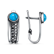Серьги из серебра с иск. бирюзой