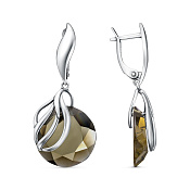 Серьги длинные с подвесками из серебра с синтетическим кварцем