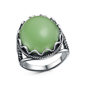 Кольцо винтажное широкое из серебра с иск. нефритом