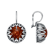 Серьги винтажные из серебра с иск. янтарем