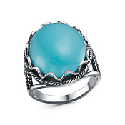 Кольцо винтажное широкое из серебра с иск. халцедоном