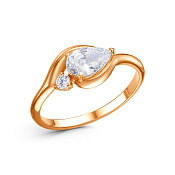 Кольцо из золоченого серебра с фианитами