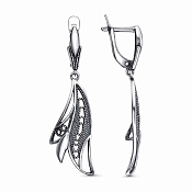 Серьги ажурные с подвесками из серебра