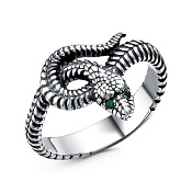 Кольцо Змея из серебра с иск. шпинелью
