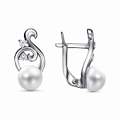 Серьги бижутерия с жемчугом и фианитами