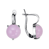 Серьги из серебра с иск. розовым кварцем