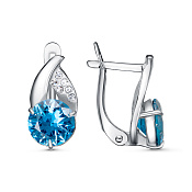 Серьги бижутерия с фианитами и ювелирным стеклом