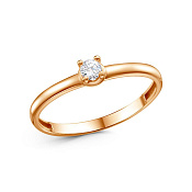 Кольцо тонкое из золоченого серебра с муассанитом