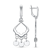 Серьги длинные с подвесками из серебра