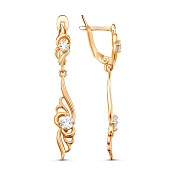 Серьги длинные с подвесками бижутерия с фианитами