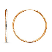 Серьги конго 35 мм из золоченого серебра с алмазной гранью