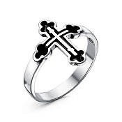 Кольцо Крест из серебра с эмалью
