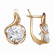 Серьги из золоченого серебра с фианитами