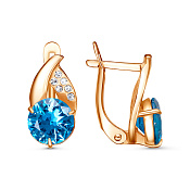 Серьги бижутерия с фианитами и ювелирным стеклом