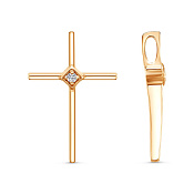 Подвеска крест из золоченого серебра с фианитом