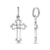 Подвеска крест из серебра с фианитом