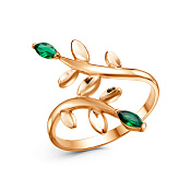 Кольцо широкое с алмазной гранью Веточка бижутерия с иск. шпинелью