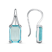 Серьги из серебра с иск. голубыми топазами