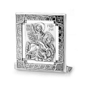 Икона Георгий Победоносец из серебра
