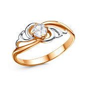 Кольцо из золоченого серебра с фианитом