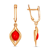 Серьги с подвесками бижутерия с иск. кораллом