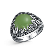 Кольцо ажурное винтажное бижутерия с иск. нефритом