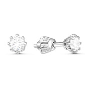 Серьги гвоздики из серебра с фианитами